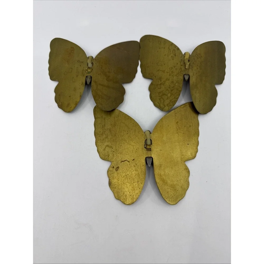 Set of 3 Vintage Metal Butterfly Wall Decor Gold Tone 5